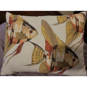 Pottery Barn Outdoor Indoor Decorative Pillow Ocean Sea Fish   12X 16”